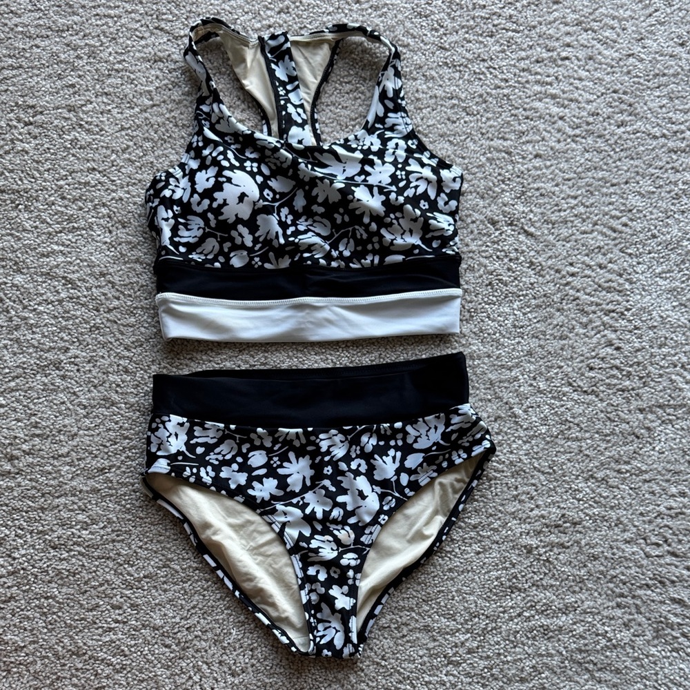 Nani Floral Black and White Bikini Set